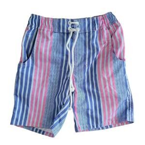 Wildling | Pink & Blue Striped Swim Trunks | 3 years